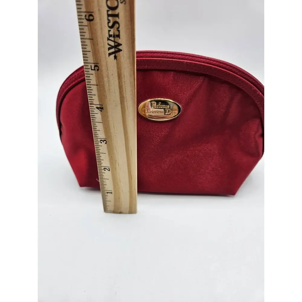 Christian Dior Red Satin Perfume Bag‎ Case New Never Used Zipper Closure